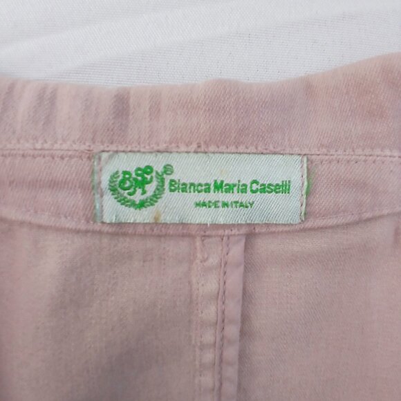 Bianca Maria Caselli Chic Light Pink Mauve Denim Blazer with Embellished Trim - Picture 9 of 10